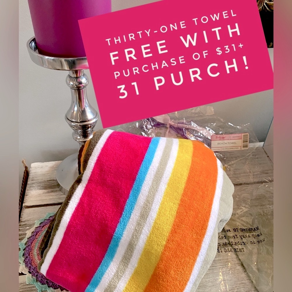 FREE W PURCH* Thirty-One Beach Towel ✨ Multi Stripes